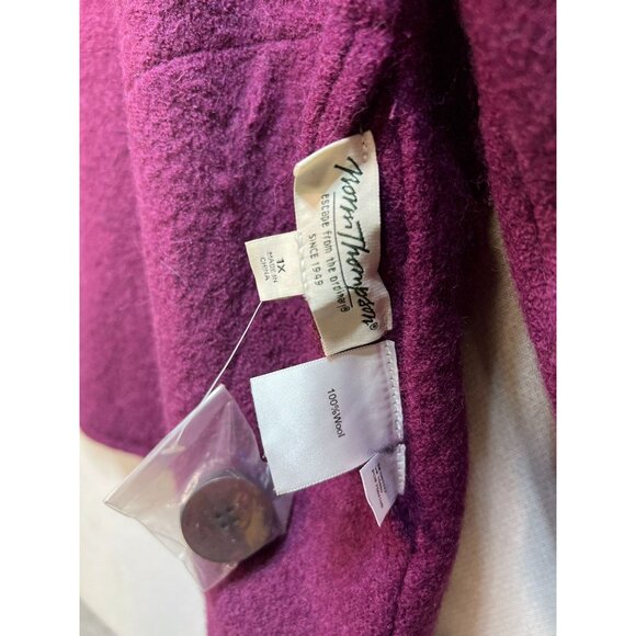 Norm Thompson Women's Button Front Wool Short Coat Long Sleeve Size 1X Fuchsia - Picture 3 of 11